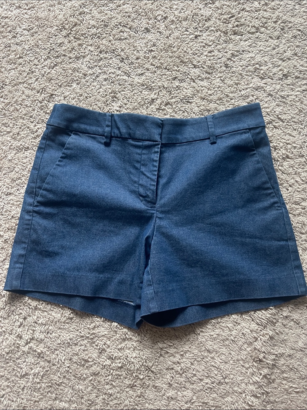 LOFT Navy Structured Mid-Rise Jean-Style Shorts